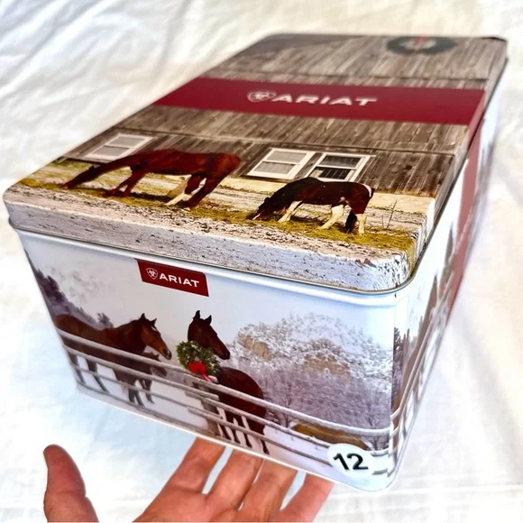 ARIAT New in Gift Tin Plaid Felt Men’s Fleece Slippers - Picture 10 of 14